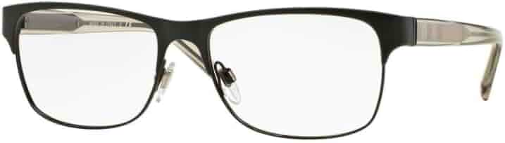 Amazon.com: Burberry BE 1289 1007 Black Metal Rectangle